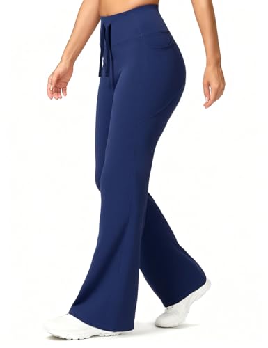 Tmeefee Yoga Pants Wide Leg Navy Blue
