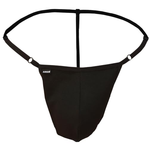 Arius Tanga Hilo Ajustable en Algodón Negro   Sexy String Masculino