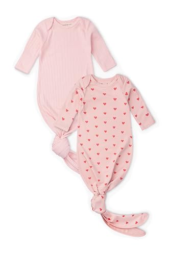Image of MONICA + ANDY Knot It Baby 2-pack Tie Gown, 100% Organic Baby Clothes for Boys & Girls, Sizes For Preemie, Newborn & Infant