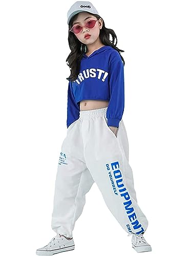 Barielle 10011 3-Piece Hip Hop Outfit Kids Hoodie Mesh Sleeve Crop Top Cargo Trousers Chain Design Dance Outfit 134-176, Red