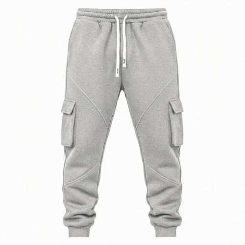 Pantalones Casuales para Hombres Cargo Sweatpants for Men Drawstring Baggy Joggers Hiking Fall Winter Pants Cargo Joggers Men Heavyweight Sweatpants Gray S - image 6