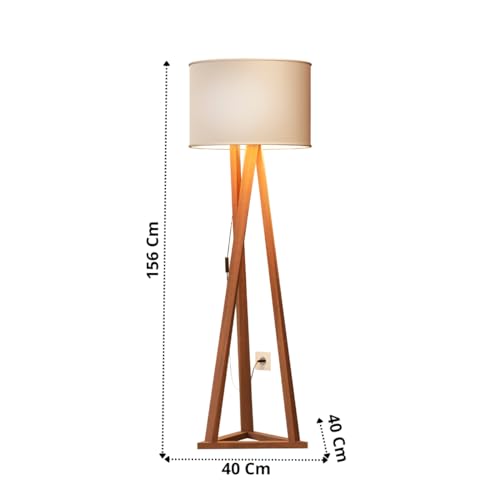 Luminária Tripé Luxo Ibiza Cúpula Pés Madeira Moderna
