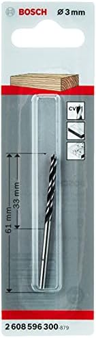 Bosch Professional Spiralne Wiertła do Drewna (dla Drewno, Ø 3 x 33 x 61 mm, Osprzęt do Wiertarek)