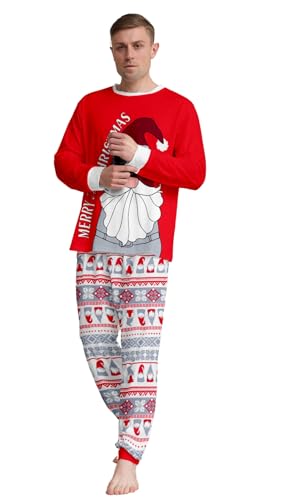 Christmas Family Matching Pajama Sets, Pets, Assorted Prints, Soft Fabric (US, Alpha, XX-Large, Men, Red and White Beard Santa)