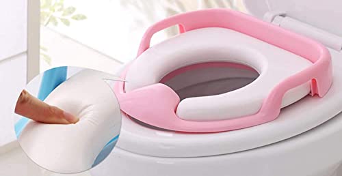 Image of Zollyss Potty Training Seat for Boys And Girls, Fits Round & Oval Toilets, Non-Slip with Splash Guard, Includes Free Storage Hook (Light Pink)