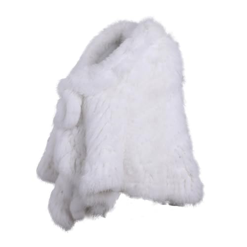 Luxury Women's Winter Real Natural Rabbit Fur Hand Knitted Cape Ruffle Design Wedding Party Shawl Lady Poncho2