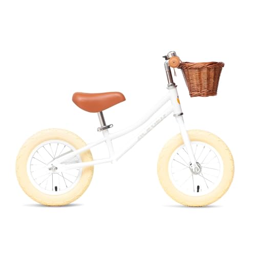 Image of ACEGER 12 inch Kids Balance Bike with Basket, Toddler Bicycle for Early Learning Leg Strength and Steady Balancing, Durable Frame&Tool-Free Adjustable Seat, Gift Bike for 2-5 Kids, No Brake