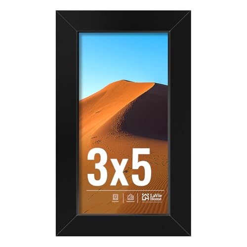 Image of LaVie Home 3x5 Picture Frame for Wall Display, 3x5 Black Picture Frame with HD Plexiglas, 3 x 5 Frame 1 Pack, Display Frame for Vertical or Horizontal, Classic Collection