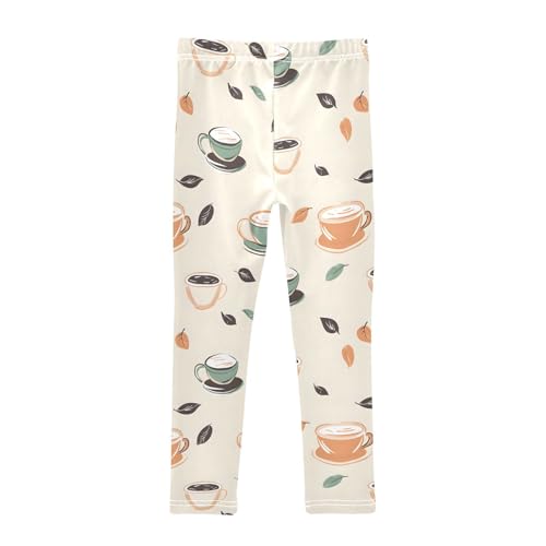 Abstract Coffee Cup Leaves Girls Leggings Soft Stretch Workout Yoga Dance Pants for Kids Casual Tights2