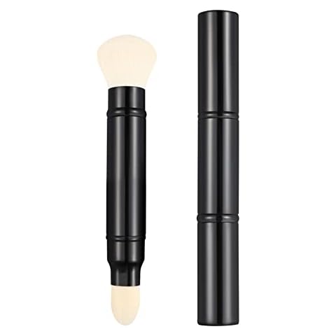 Falliny Makeup Brushes, Dual-ended Retractable Foundation Powder Sunscreen Brush, Travel Face Blush Concealer Brush with Cap for Blush, Bronzer, Buffing, Highlighter, Flawless Powder Cosmetics Cover