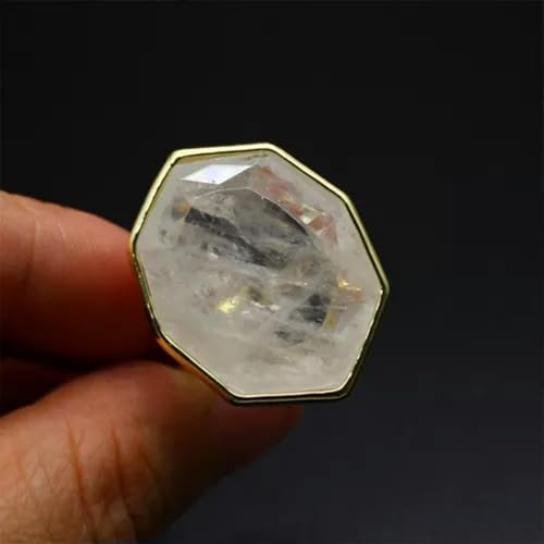 Crystal Polygon Ring Faceted Gemstone Quartz Jewerly Gifts -Clear Quartz-1PC (Random Pick)
