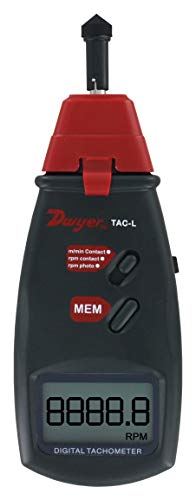 Dwyer Portable Digital Tachometer, TAC-L, Contact/Non-Contact Operation, Backlit LCD