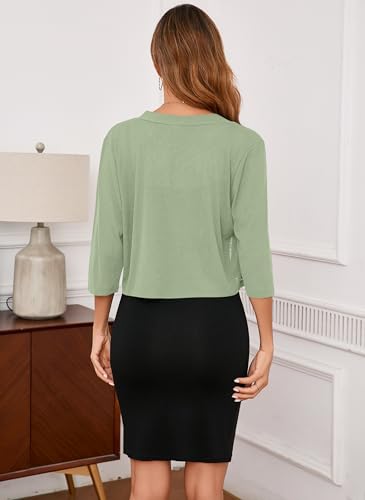 Image of Iandroiy Women's 3 /4 Sleeve Shrugs Lightweight Open Front Cropped Cardigan for Women