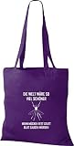 Shirtstown Bolsa de Tela con Lustigen Frase el Mundo Wäre so Mucho Hermoso Wenn Mosquitos Grasa en vez de Blut Aspirar Würden - lila, morado, 38 cm x 42 cm