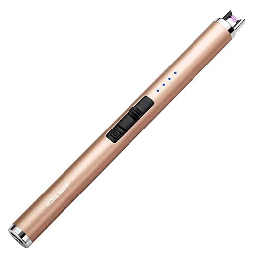 ARECTECH Rechargeable Electric Candle Lighter Arc Plasma Lighters for Candle Kitchen Camping Type-C Champagne Gold