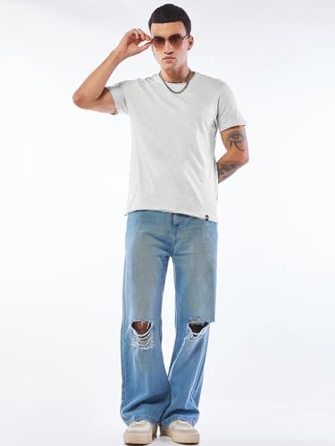 Image of Bewakoof Men's 100% Cotton Solid Regular Fit Half Sleeve Round Neck T-Shirt | Bewakoof Air 1.0 | Tshirt for Men Cotton| Casual Wear | Street Wear