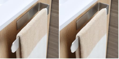 Image of Taozun Towel Holder 11.8 Inch Brushed Hand Towel Rack Bathroom Towel Bar Adhesive Towel Ring Stainless Steel Hand Towel Hanger, Stick on Wall (Pack of 2)