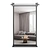 Bathroom wall mirrors with detachable shelf 24×36 large black rectangle metal hanging mirror for living room bedroom entryway mantel  urban country home decor