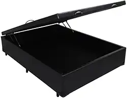 Cama Box Bau Casal com Pistões a gás (Corino, Preto)