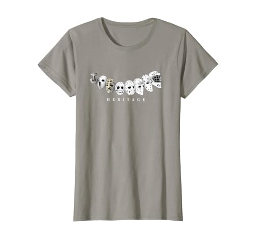 Ice Hockey Goalie Evolution Vintage to Modern Masks T-Shirt, Women, Slate Grey, Medium