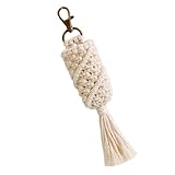 Ipetboom Geflochtener Makramee Schlüsselanhänger mit Quaste Handgefertigter Taschenanhänger aus Baumwolle Langlebig und Vielseitig für Alltag und Geschenke