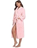 Vlazom Women Dressing Gown, Flannel Soft Robe Cosy Bathrobes Fluffy Warm Housecoat for Cold Winter, Pink, S(UK 6-10) - Image 7