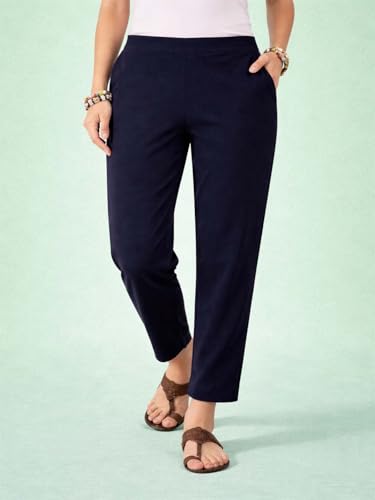 Image of KOTTY Women's Solid Straight Fit Ankle-Length Pants with Elastic Waist and Comfortable Stretch Fabric