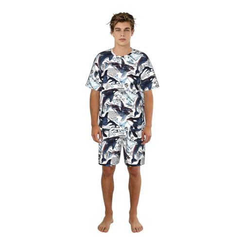 Pijama de ballena asesina para hombre con camiseta y pantalones cortos