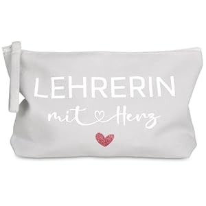 BOFUNX Lehrerin mit Herz Kosmetiktasche Grau