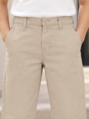 Image of KiddoPanti Boys 100% Cotton Twill Chinos Pant | Comfortable Regular Fit | 2 Side Pocket, 2 Back Pocket | Ankle Length | Back Elasticated Waistband with Button Zip Open Fly