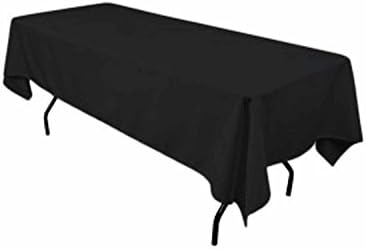 Runner Linens Factory Rectangular Polyester Tablecloth 60x144 Inches (Black)