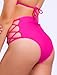 CHANGEZOE High Waisted Bikini Bottoms for Women Tummy Control Retro Black Full Coverage Strappy Bathing Suit Bottoms #Hot Pink