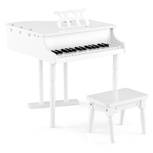 Goplus 30-Key Classical Kids Piano Mini Grand Piano Wooden Learn-to-Play Musical Instrument Toy with Bench Piano Lid Music Rack Gift for Boys Girls Aged 2 Baby Toddler 3 Straight Leg-Pink product thumbnail 2