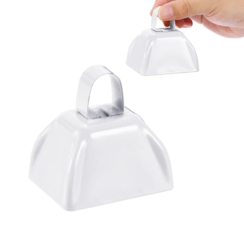 Créateurs de bruit fort cloche à vache en métal PATIKIL 3 pouces blanche en lot de 2