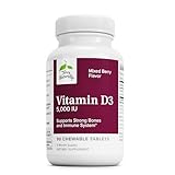 Terry Naturally Vitamin D3 - Bone Health & Bone Strength Supplement - Dietary Supplement for Immune System & Brain Support - 5,000 IU Vitamin D Tablets with Mixed Berry Flavor - 90 Chewable Tablets