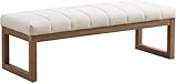 Zihanhome 52.7' Bedroom Bench for End of Bed, Modern Upholstered Teddy Fabric Entryway Bench & Dining Bench, Footrest Stool Bench with Solid Wood Frame for Bedroom, Living Room (Beige)