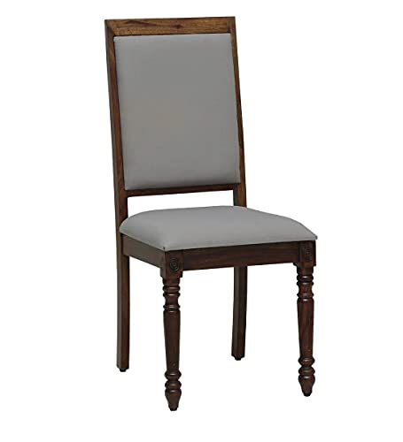 Image of JEENWOOD Wooden Dining Table 6 Seater | Solid Wood Dining Table with Chairs | Sheesham Wood | Dining Table and 6 Chairs | Home & Dining Room Furniture | Grey Cushion| Natural Teak Finish