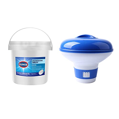 300pcs Chlorine Pool Tablets,Chlorinating Tablets Swimming Pool,chlorine swimming pool tablets,Improve Water Pool Quality,Suitable for Family Small Swimming Pools (I:300pcs+Dispenser)