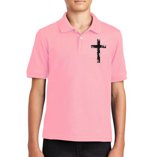 Girls Summer Short Sleeve Golf Shirt Kids Button Collar School Uniform Girl Cross Embroidery Polo Casual Tops2