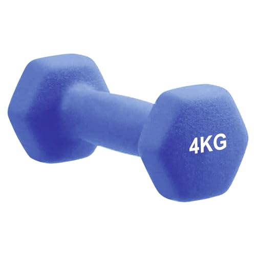 Image of Amazon Brand - Solimo Neoprene Dumbbell 4 Kg, Set of 2 (Blue)