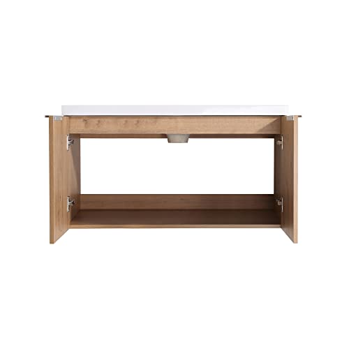 Pvillez 36 Inch Bathroom Vanity With Sink Combo, Wall Mounted Bathroom Cabinet Set With White Gel Basin & Soft-Close Cabinet Door, Modern Floating Bathroom Vanity For Small Space, Imitative Oak Finish #TOP6