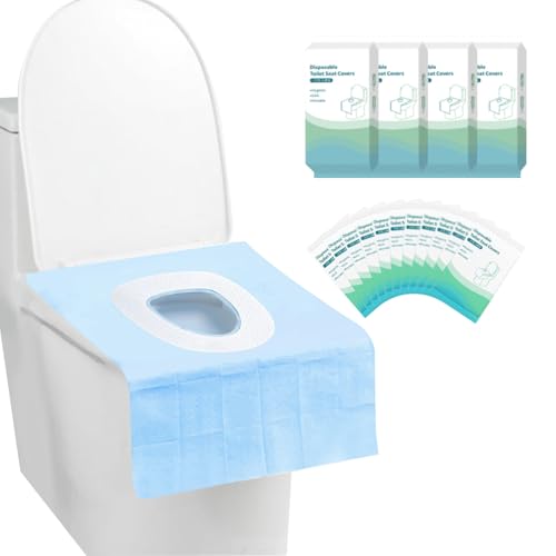 siawadeky 便座シート 使い捨て 40枚入り 便座カバー 抗菌 防臭 厚め 大きめサイズ 個別包装 ずれ止めテープ付き 補助便座シート 公衆トイレ ホテル 衛生管理 携帯 外出 出張 防災 旅行用 V型 U型 方形の便座対応