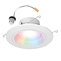 HALO 5/6 Inch Color and Tunable White Recessed LED Can Light –Smart Wi-Fi WiZ Pro Ceiling & Shower Retrofit Downlight 65W Equivalent
