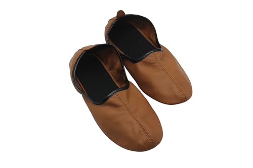 Women's Indoor Leather Slippers Tan Color Traditional Babouche House Shoes Barefoot Moccasin4