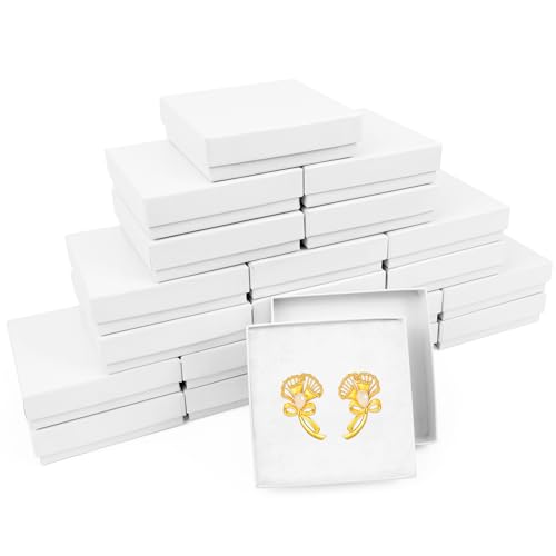 batifine jewelry gift box, 20 Pack Small Gift Boxes with Lids for Necklace Ring Bracelet Earring Display Box, Jewelry Box Bulk White