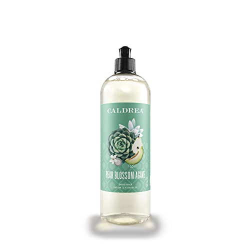 Caldrea Dish Soap, Biodegradable Dishwashing Liquid made with Soap Bark and Aloe Vera, Pear Blossom Agave Scent, 16 oz