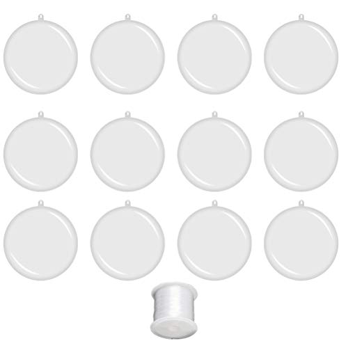 Healifty Pack of 20 Christmas Baubles Large 8 cm Christmas Tree Fillable Baubles with Clear Line for Craft Decorations