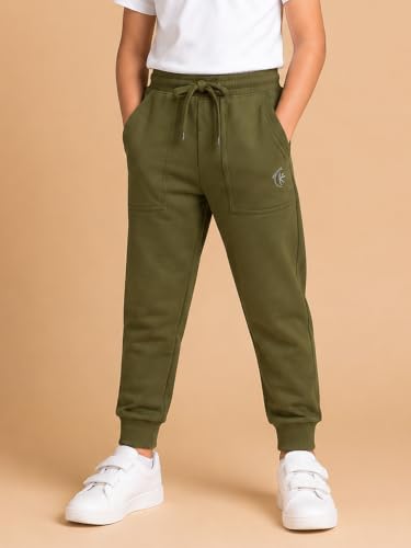 Image of KiddoPanti Boys Solid Fleece Track Pants | Cotton Poly Fleece Fabric | Ankle Length Bottom Rib | 2 Front Patch Pocket | Elastic Waist & Drawcord | Jogger Track Pants for Boys