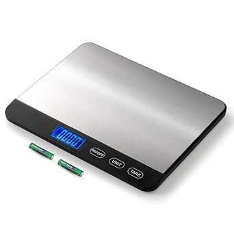 Food Scale 44lb/20kg, Digital Kitchen Scale with Large Platform, High Precision 1g/0.1oz, Stainless Steel and Tempered Glass