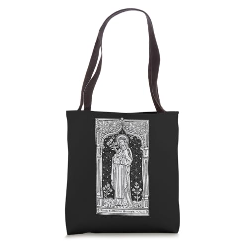 Bolso tote con arte católico de Santa Catalina de Siena miniatura 1